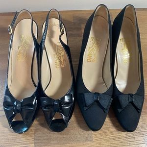 2 PAIR vintage Salvatore Ferragamo bow heels